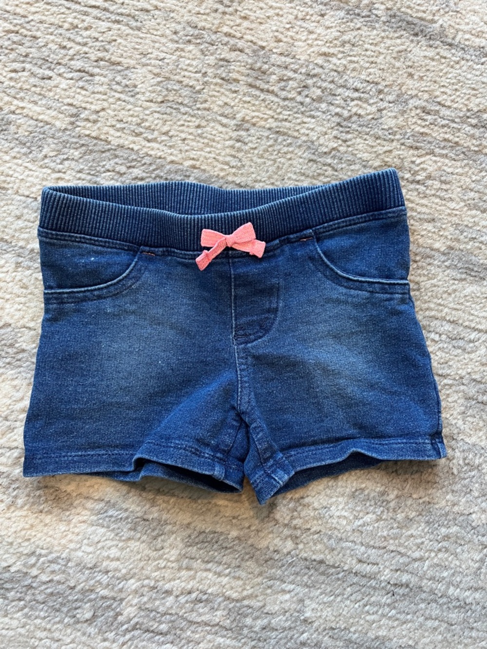 Disney Navy Denim-Look Shorts with Pink Bow Accent
